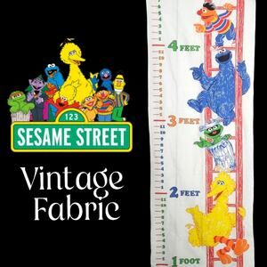 VTG 80s Sesame Street Growth Chart - Princess Fabrics, 17.5x45.5